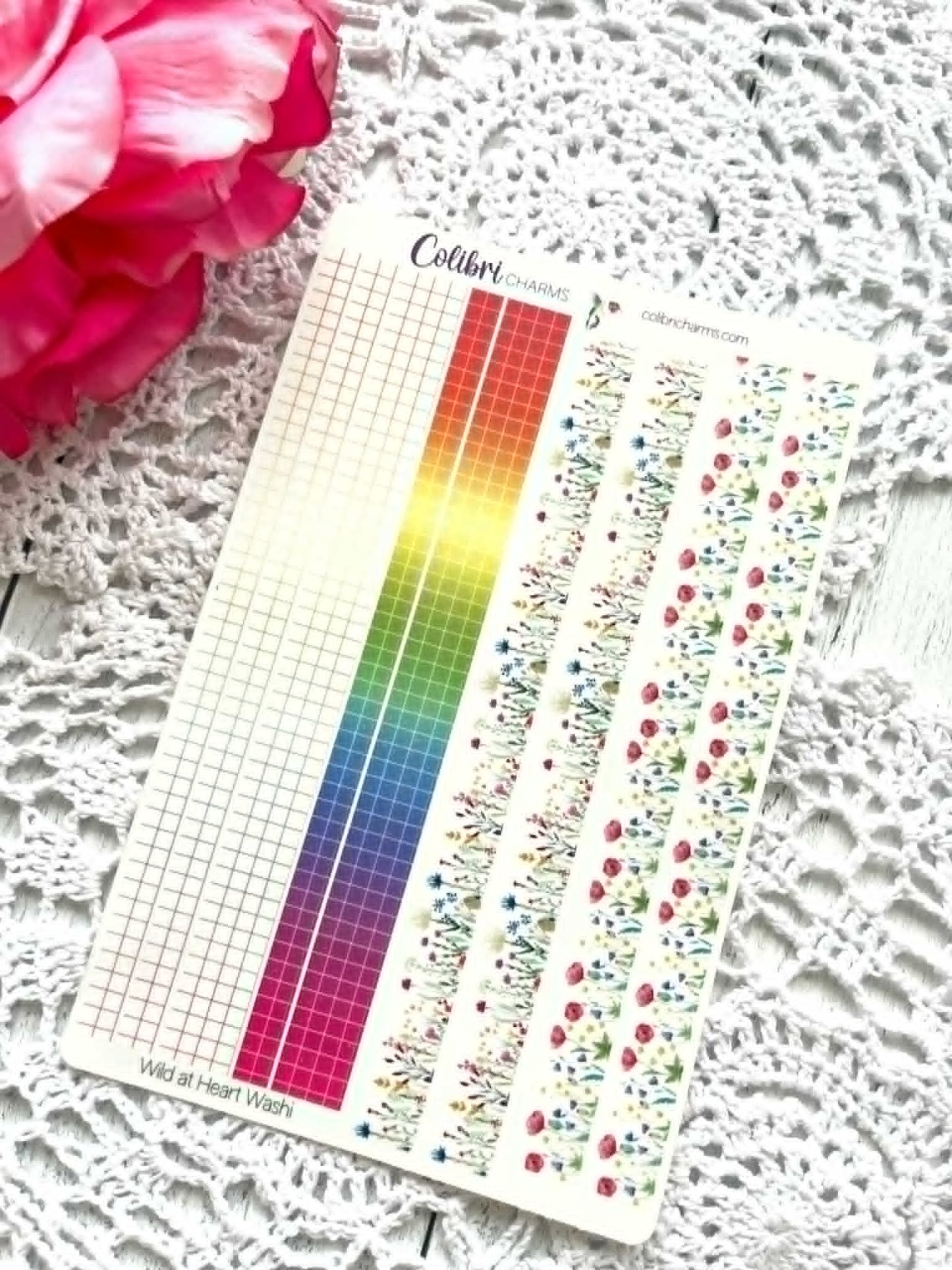 Wild at Heart Washi Strip Stickers | Floral Stickers | Wildflowers Planner Stickers | Seasonal Planner Stickers