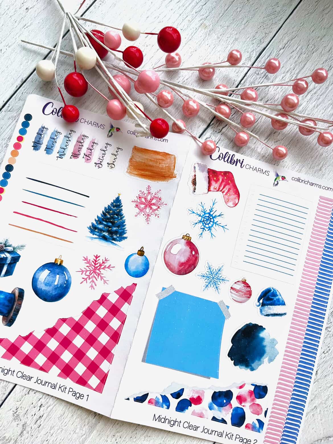 Midnight Clear Journal Kit, Planner  Stickers, Christmas Journaling, Winter Bujo Kit, Holiday Planner Stickers