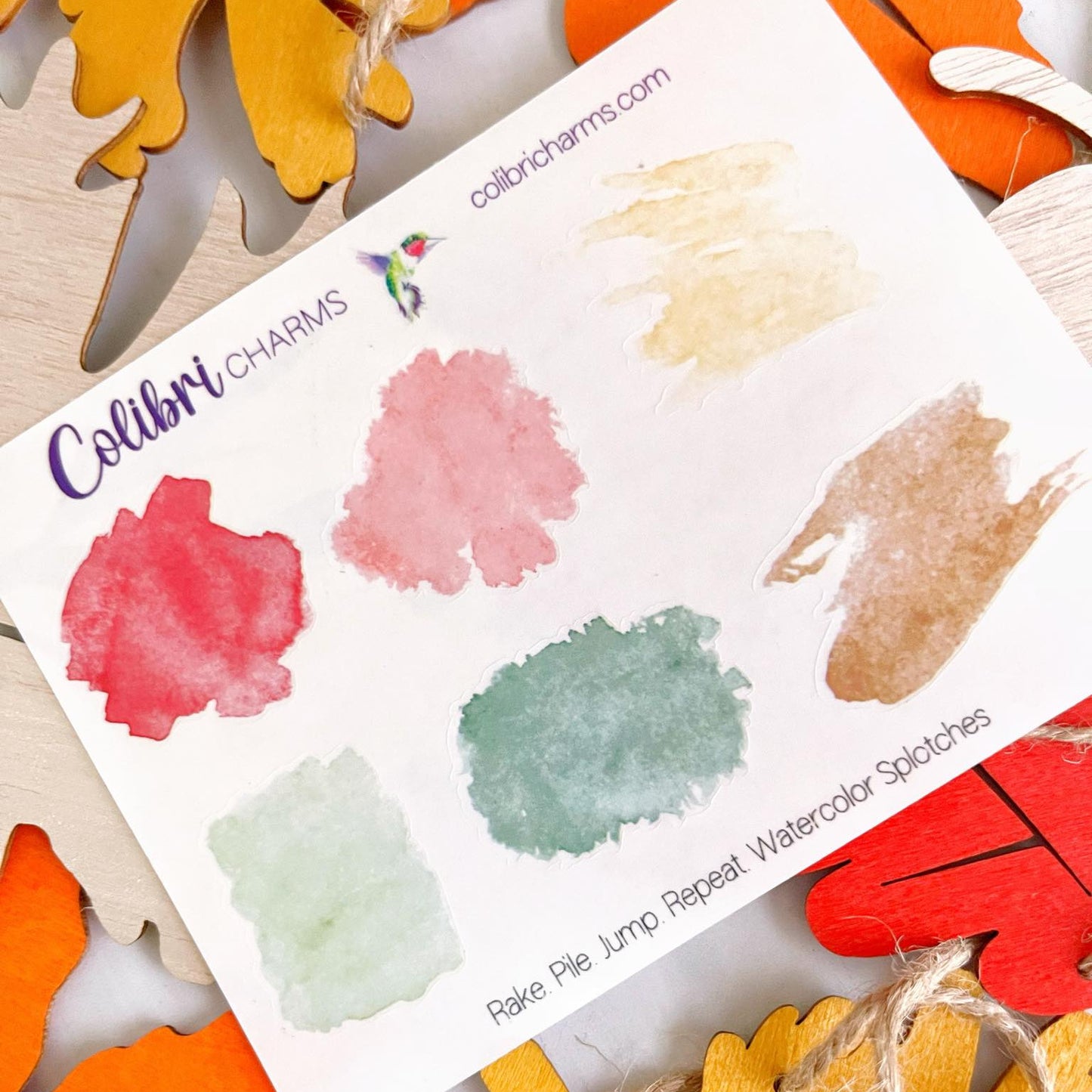 Rake. Pile. Jump. Repeat. Watercolor Splotches Planner Stickers, Autumn Paint Swatch Stickers, Fall Planner
