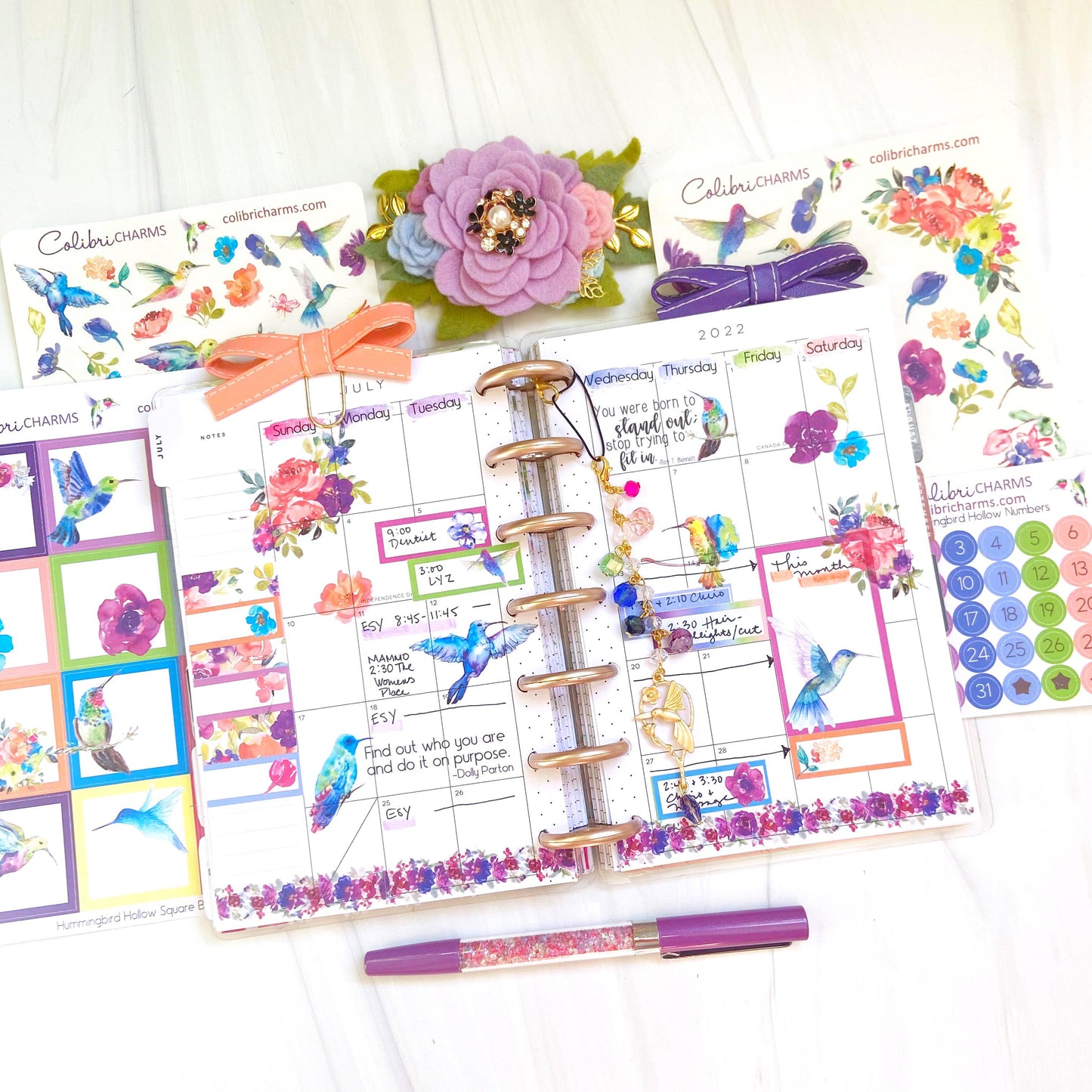 Hummingbird Hollow Watercolor Splotches Planner Stickers | Purple, Pink, Green, Peach Swatch Stickers | Seasonal Planner