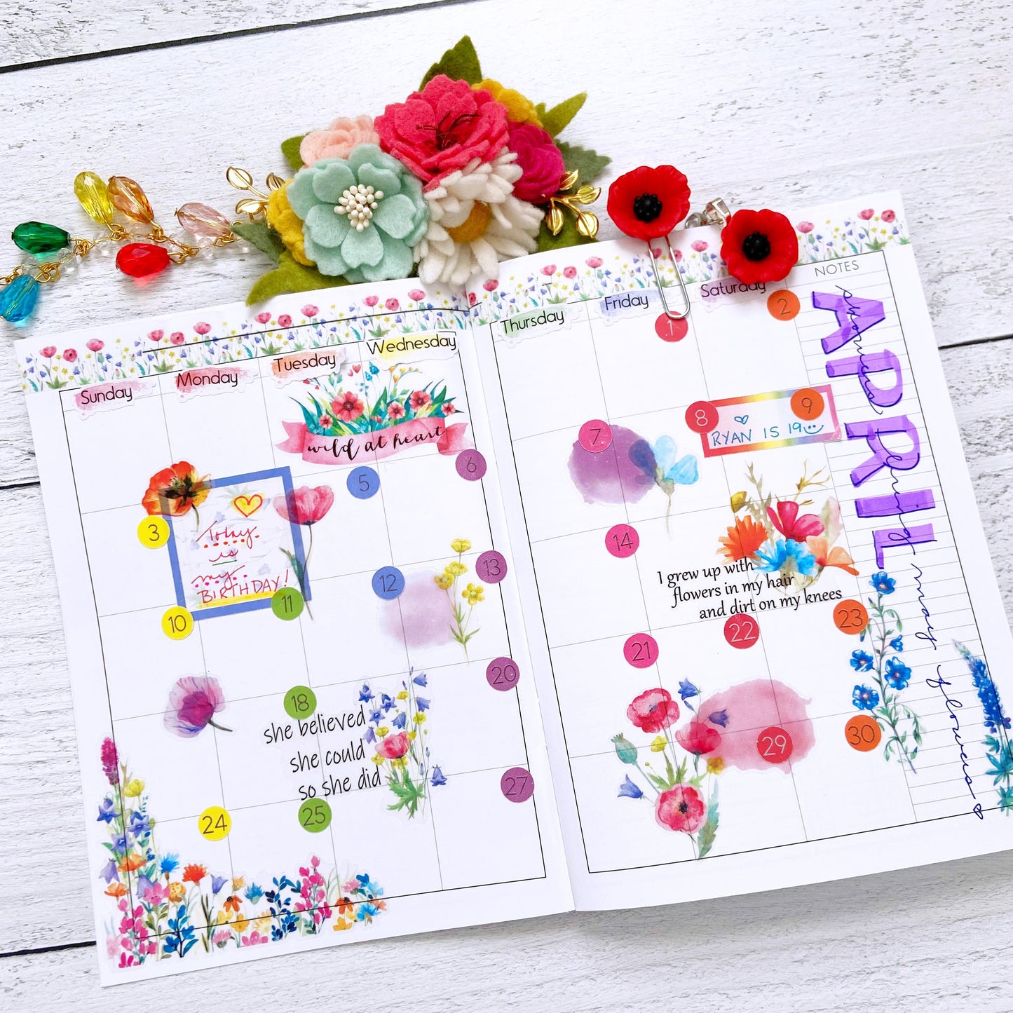 Wild at Heart Planner Stickers | Wildflowers Stickers | Poppy Stickers | Planner Sticker Kit | Seasonal Floral Planner Stickers