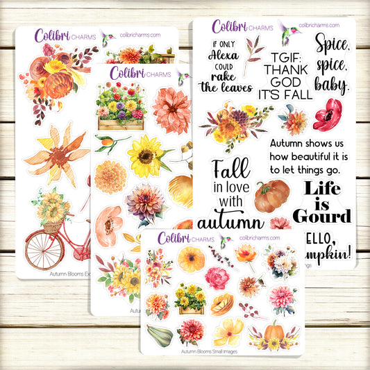 Autumn Blooms Planner Stickers | Fall Deco Stickers |  Floral Planner Sticker Kit | Seasonal Planner Stickers