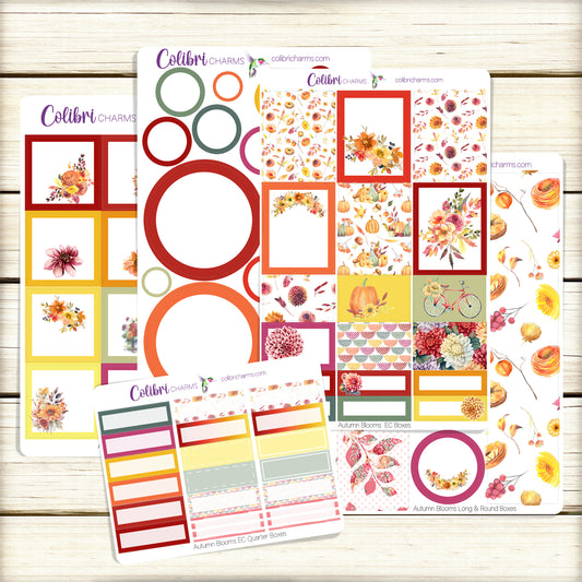 Autumn Blooms Box Planner Stickers | Floral Happy Planner Stickers | Seasonal Planner | Functional Planning