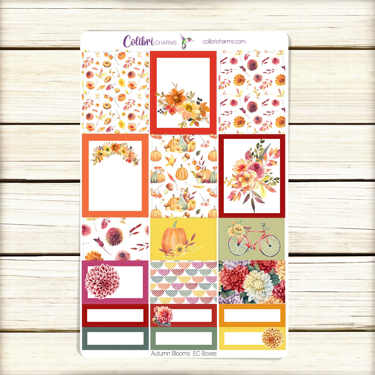 Autumn Blooms Box Planner Stickers | Floral Happy Planner Stickers | Seasonal Planner | Functional Planning