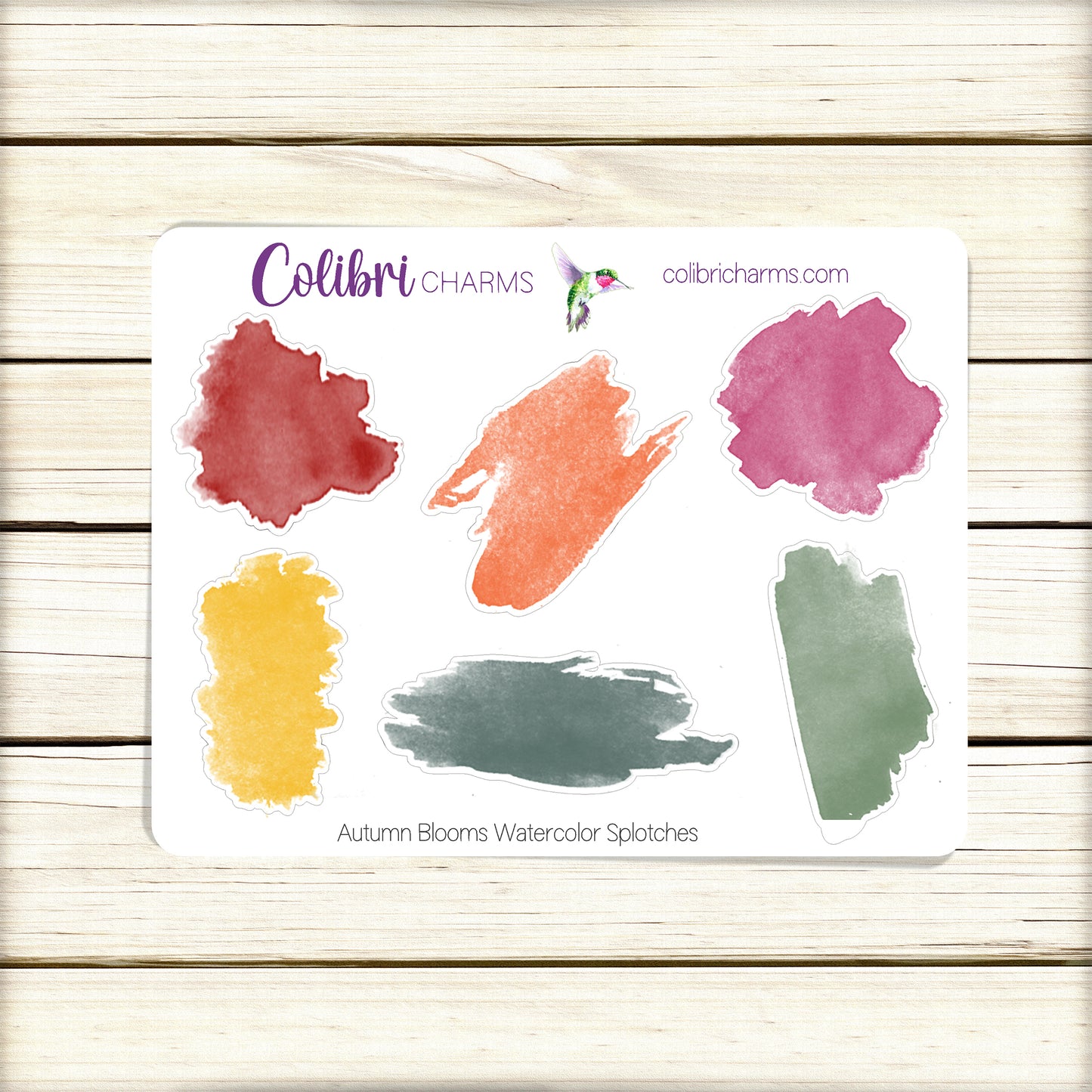 Autumn Blooms Watercolor Splotches Planner Stickers | Fall Paint Swatch Stickers | Floral Planner