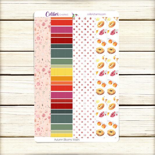 Autumn Blooms Washi Strip Stickers | Fall Deco | Floral Planner Stickers | Seasonal Planner Stickers