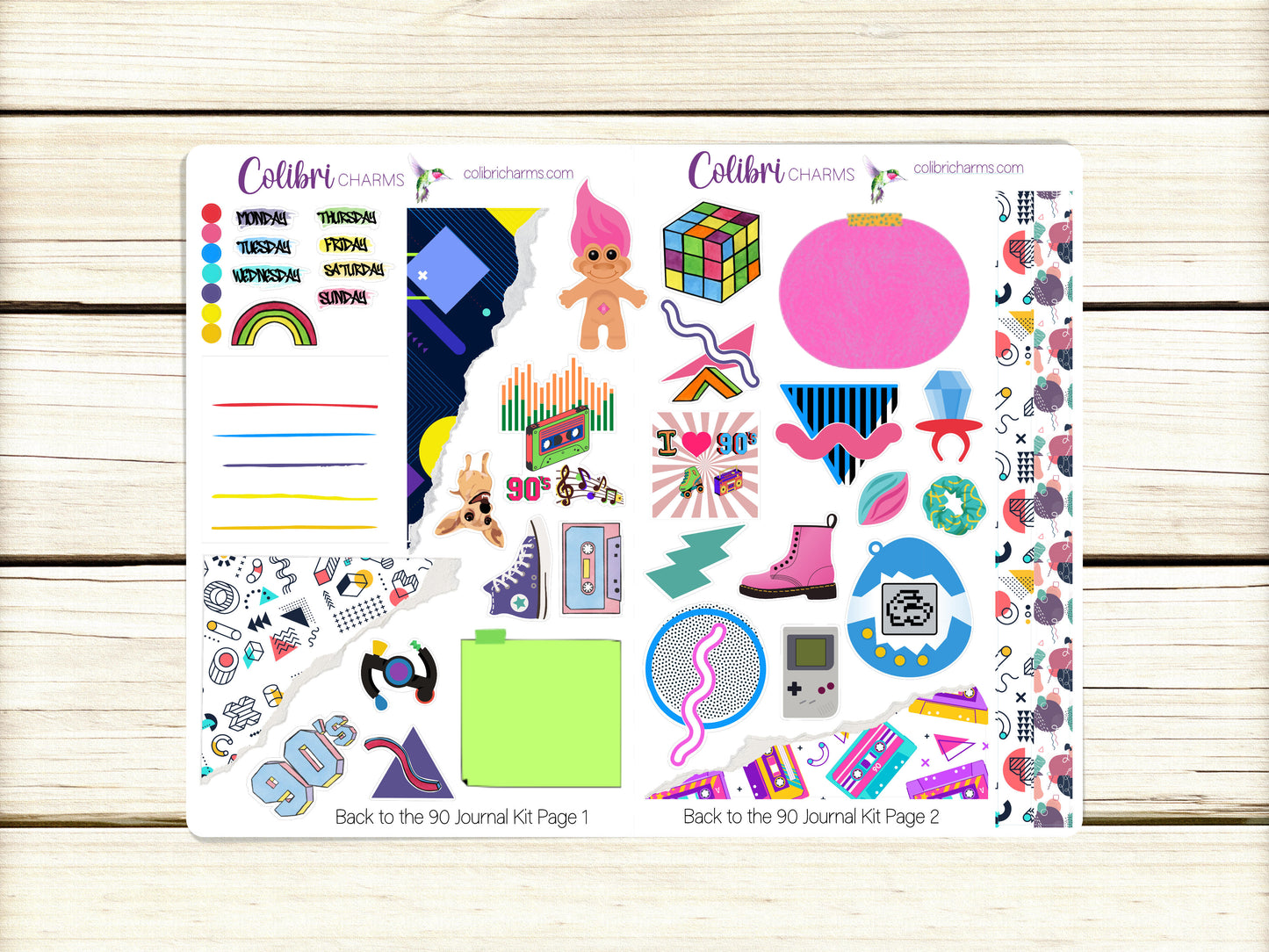 Back to the 90s Journal Kit, Planner  Stickers, Retro Journaling, Pop Culture Bujo Kit, Seasonal Planner Stickers