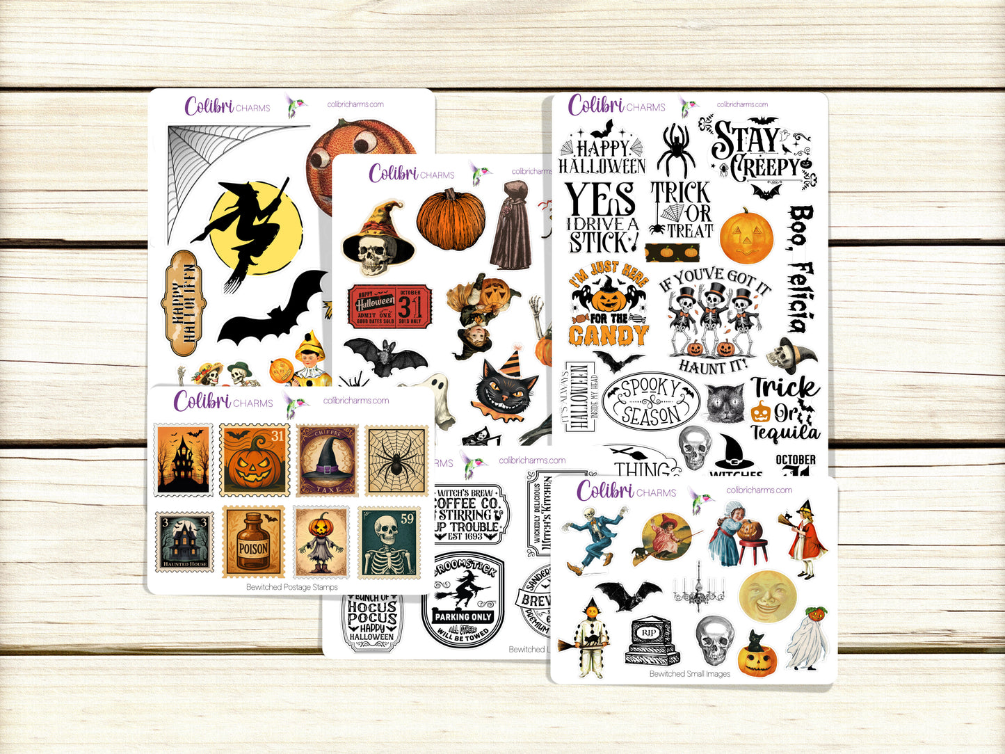 Bewitched Planner Stickers, Vintage Halloween Deco Stickers, Retro Deco, Spooky Planner Sticker Kit, Seasonal Planner Stickers