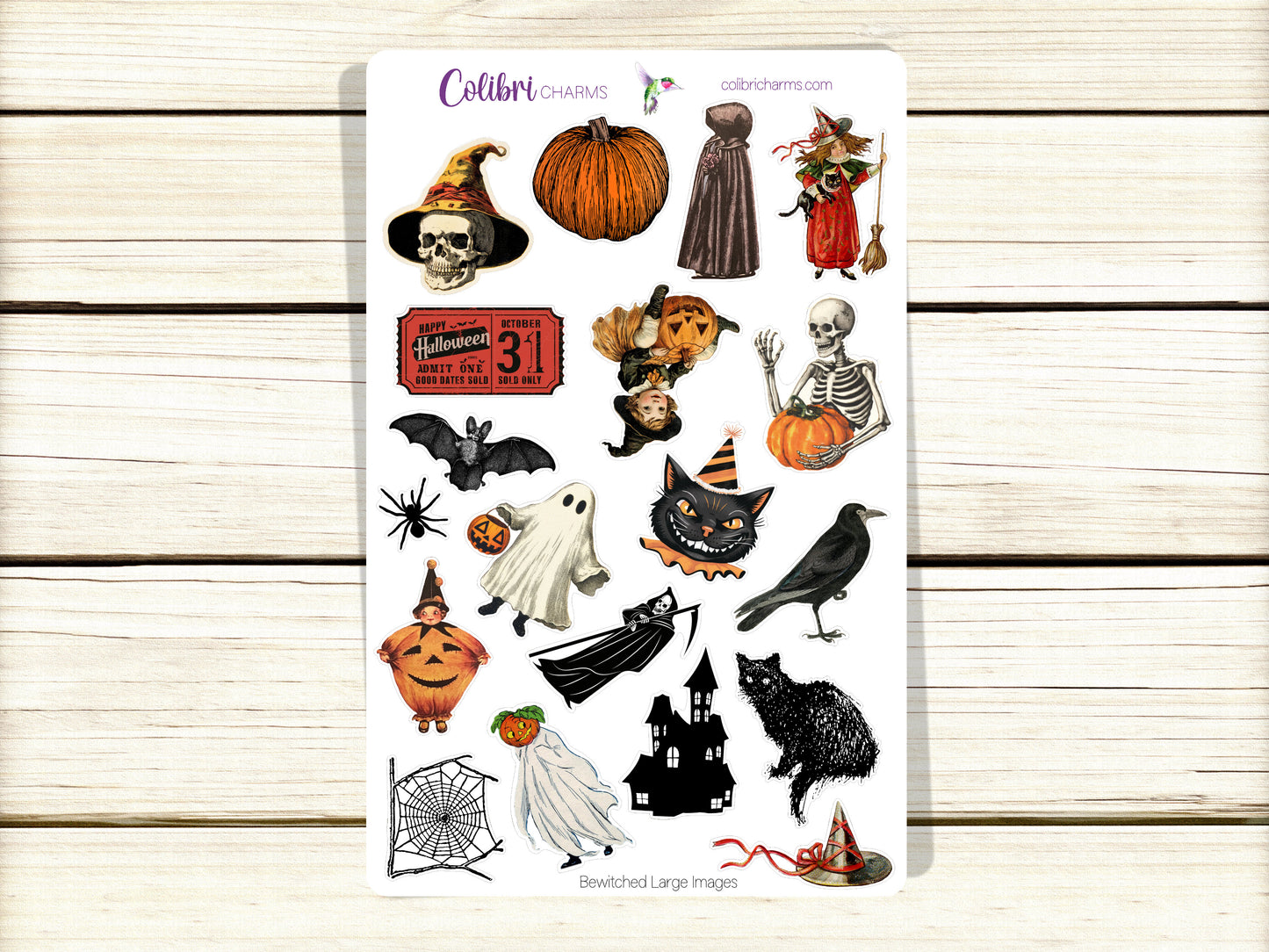 Bewitched Planner Stickers, Vintage Halloween Deco Stickers, Retro Deco, Spooky Planner Sticker Kit, Seasonal Planner Stickers