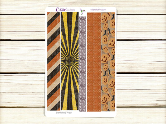 Bewitched Washi Strip Stickers, Halloween Deco, Spooky Planner Stickers, Seasonal Planner Stickers