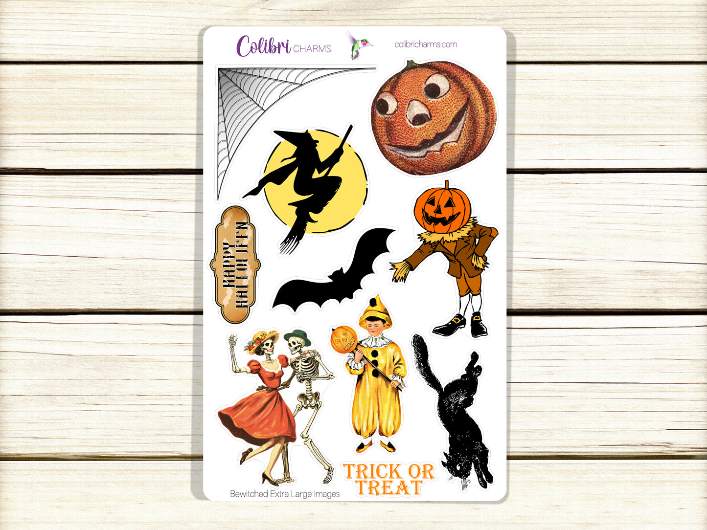 Bewitched Planner Stickers, Vintage Halloween Deco Stickers, Retro Deco, Spooky Planner Sticker Kit, Seasonal Planner Stickers