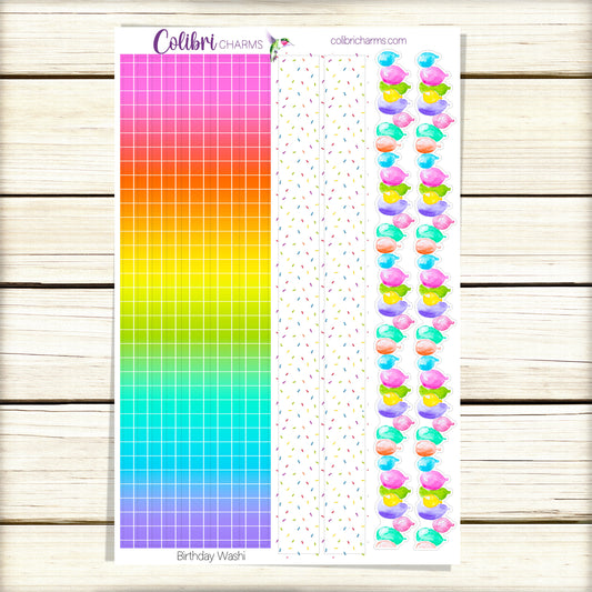 Birthday Washi Strip Stickers | Banner Deco | Celebration Planner Stickers | Seasonal Planner Stickers