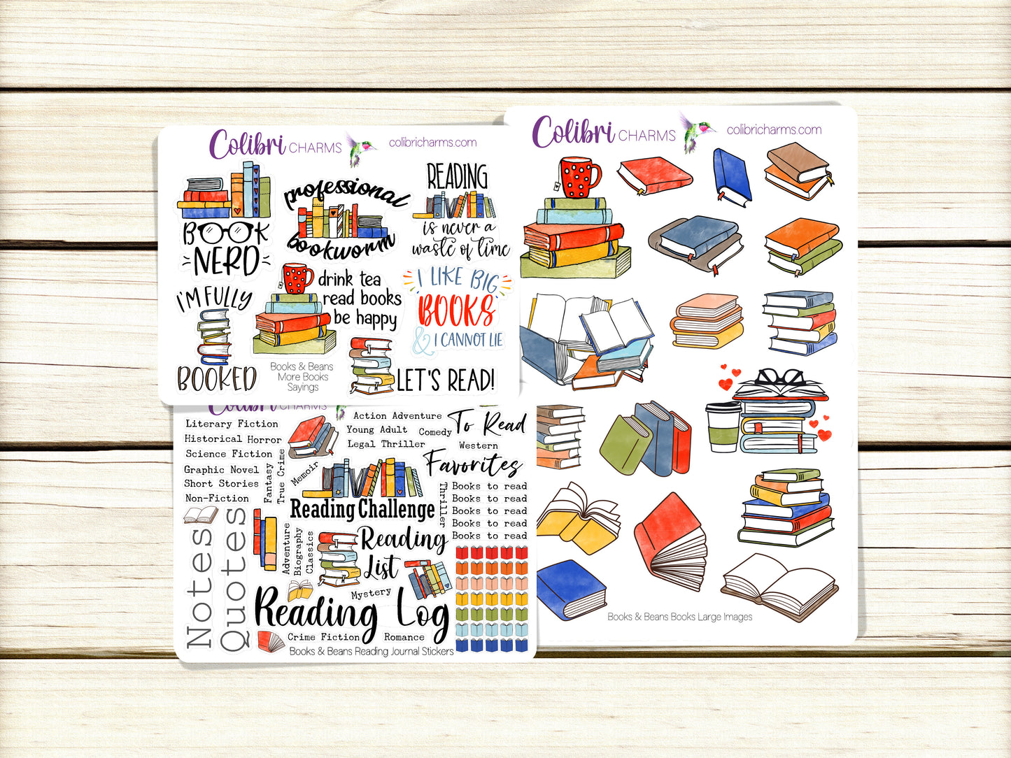 Book Journal Stickers | Reading Log Stickers | Bibliophile Planner Sticker Kit | Books & Beans Deco Stickers | Reader Challenge | Book Tracker |