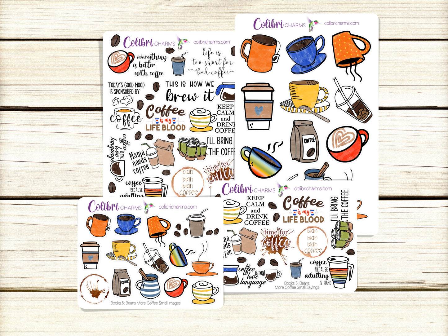 Coffee Lovers Planner Stickers | Tea Lover's Stickers | Coffee Drinker Planner Sticker Kit | Books & Beans Planner Stickers | Teacher Gift