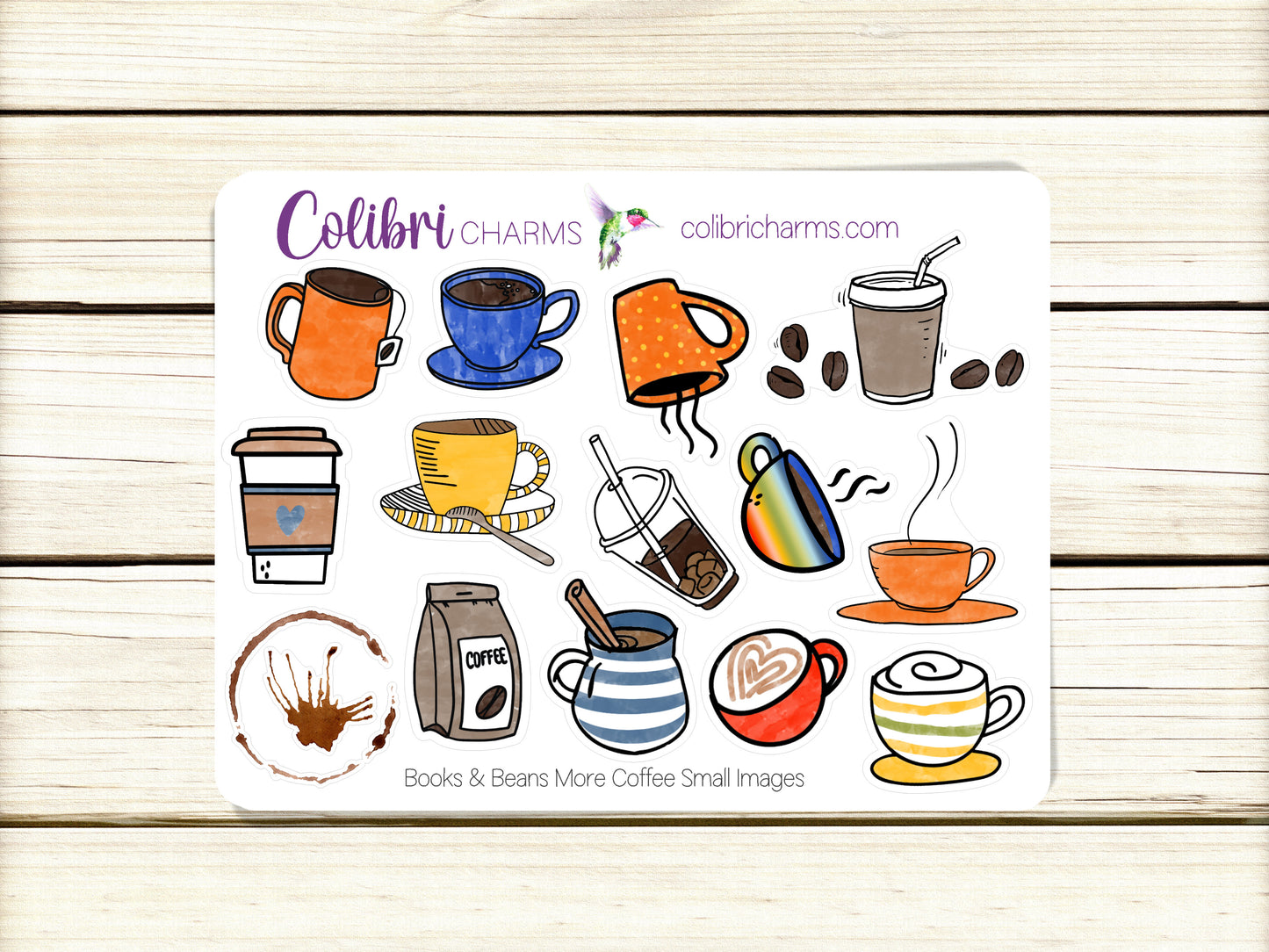 Coffee Lovers Planner Stickers | Tea Lover's Stickers | Coffee Drinker Planner Sticker Kit | Books & Beans Planner Stickers | Teacher Gift