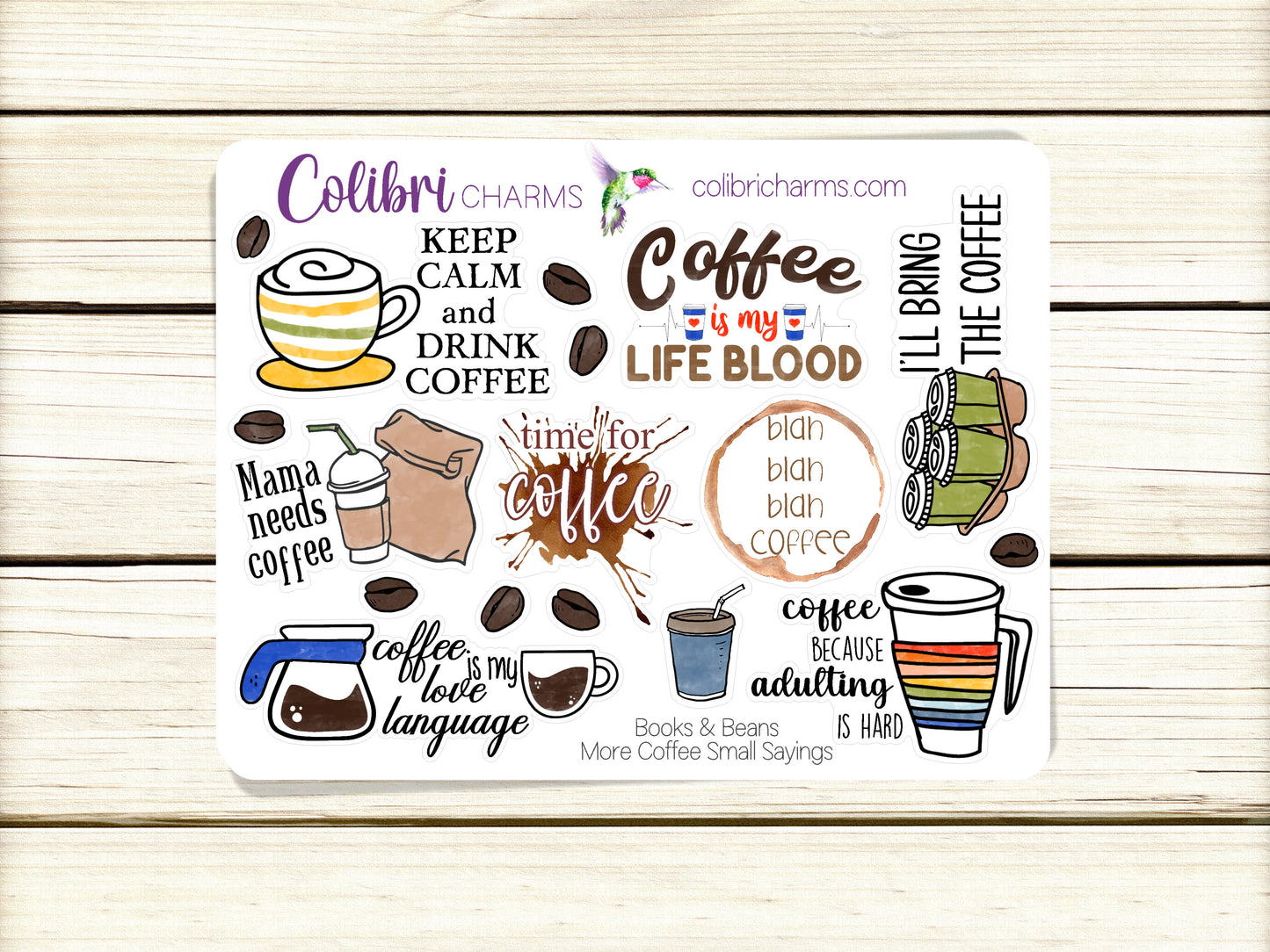 Coffee Lovers Planner Stickers | Tea Lover's Stickers | Coffee Drinker Planner Sticker Kit | Books & Beans Planner Stickers | Teacher Gift