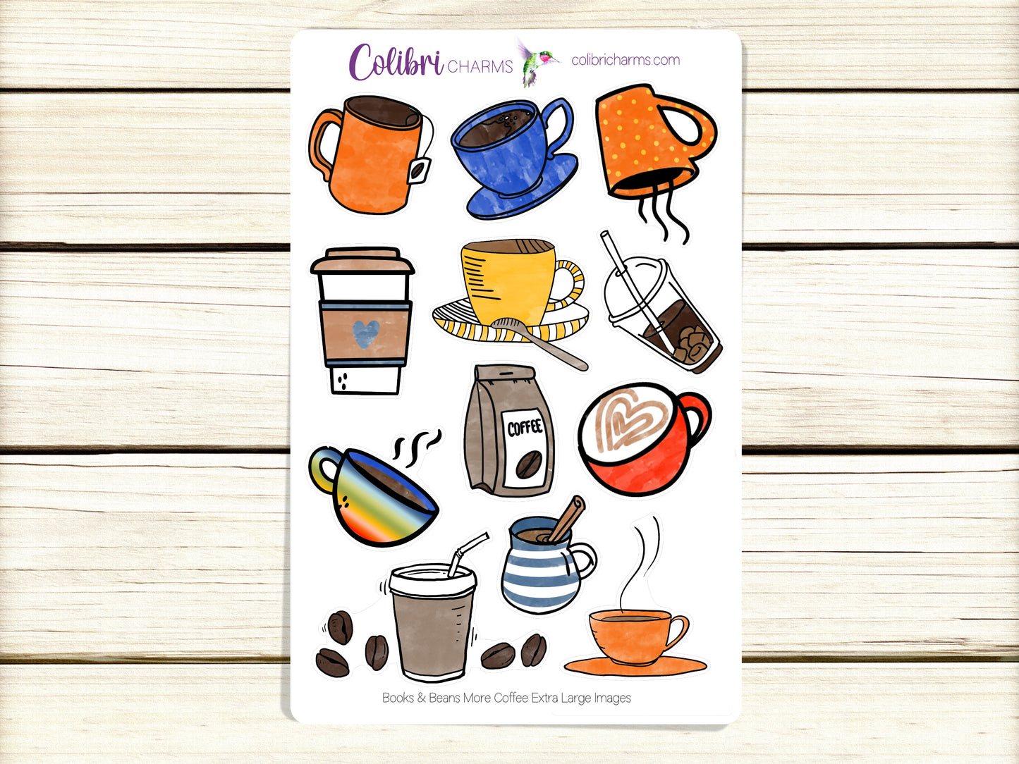 Coffee Lovers Planner Stickers | Tea Lover's Stickers | Coffee Drinker Planner Sticker Kit | Books & Beans Planner Stickers | Teacher Gift