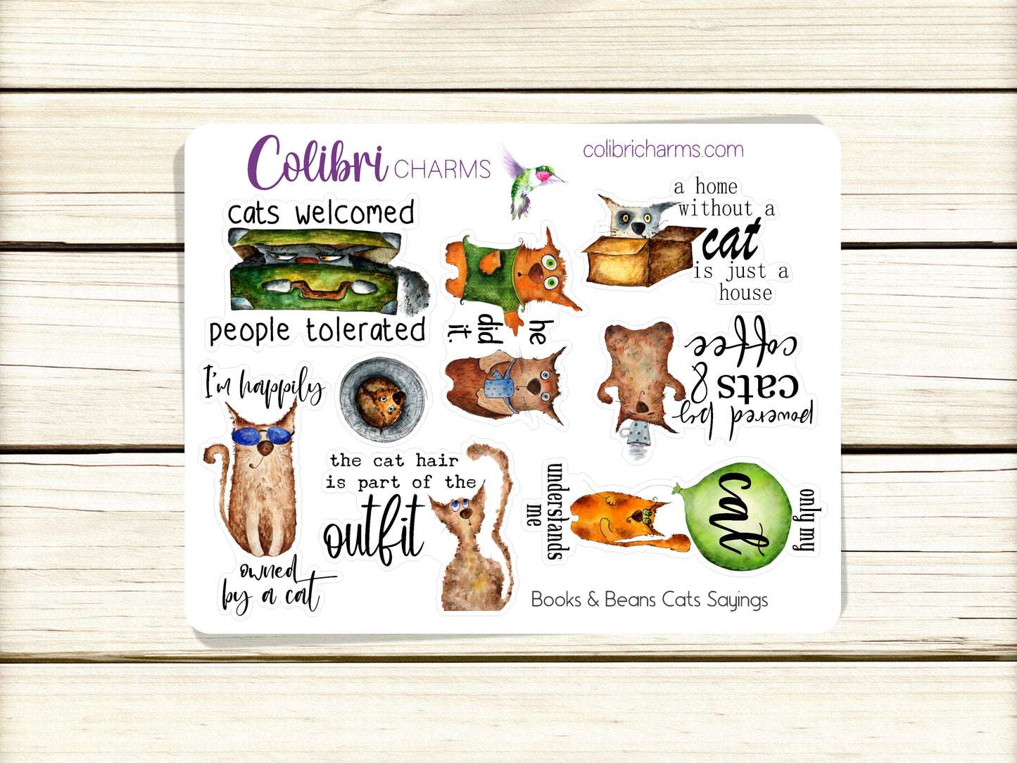 Cat Lovers Planner Stickers: Funny Kitties, Furbabies -- Books & Beans Planner Stickers