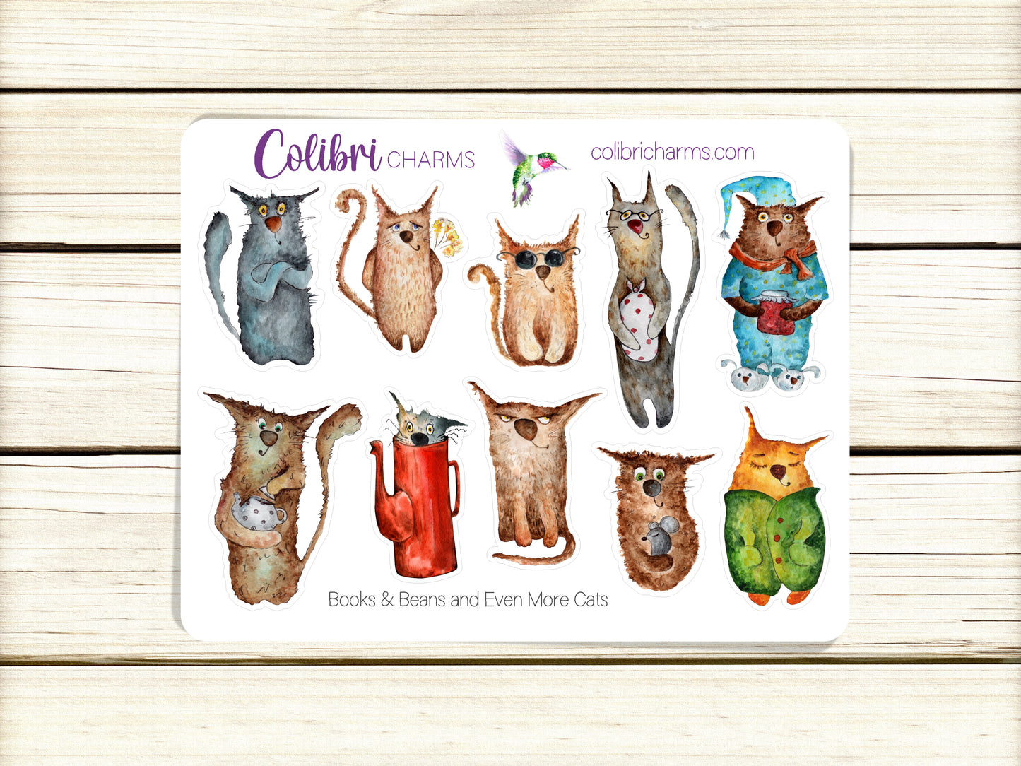 Cat Lovers Planner Stickers: Funny Kitties, Furbabies -- Books & Beans Planner Stickers