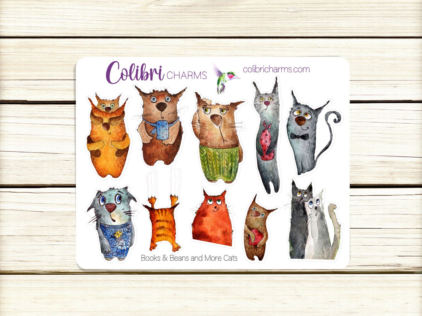 Cat Lovers Planner Stickers: Funny Kitties, Furbabies -- Books & Beans Planner Stickers