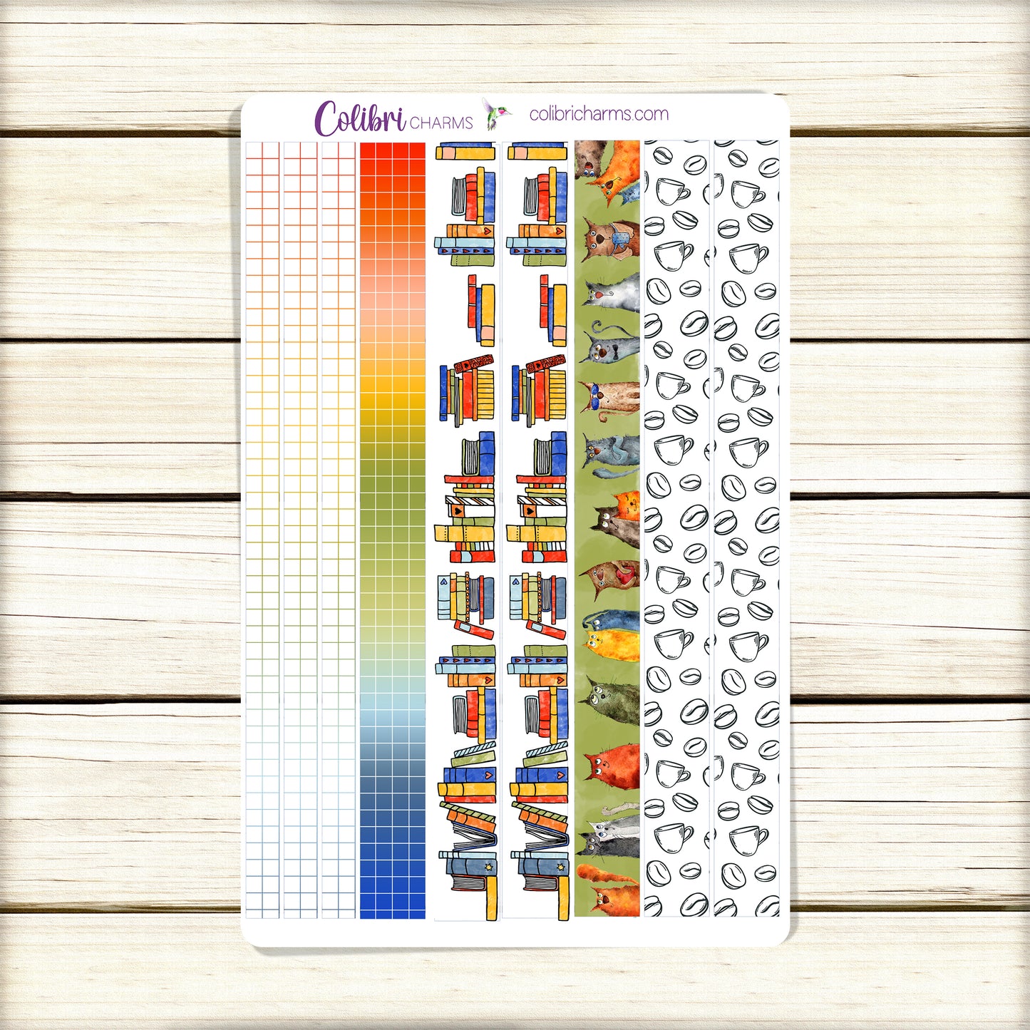 Books & Beans Washi Strip Stickers | Coffee Drinkers | Book Lovers | Cat Lover Planner Stickers | Seasonal Planner Stickers