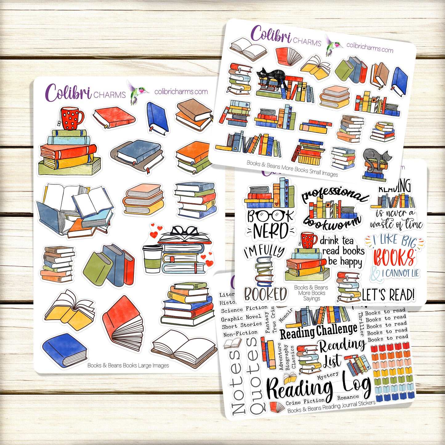 Books & Beans Planner Stickers, Reading Stickers, Coffee and Cats Planner  Sticker Kit