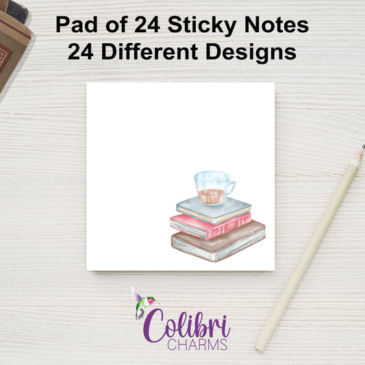 Book Lover's Post Its |  Pad of 24 Bookworm Sticky Notes | Readers Stickies