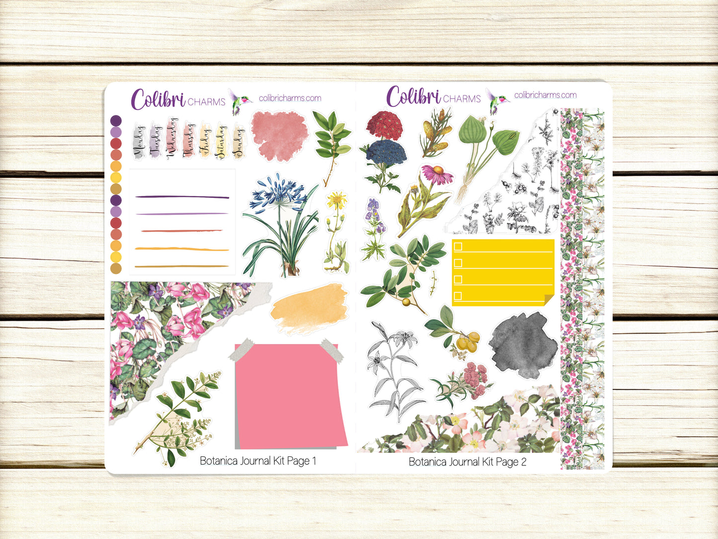 Botanica Journal Kit, Planner  Stickers, Vintage Journaling, Botanical Illustrations Bujo Kit, Seasonal Planner Stickers