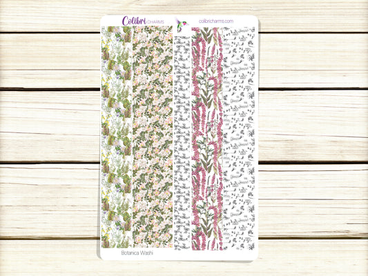Botanica Washi Strip Stickers, Vintage Deco, Botanical Illustrations Planner Stickers, Seasonal Planner Stickers