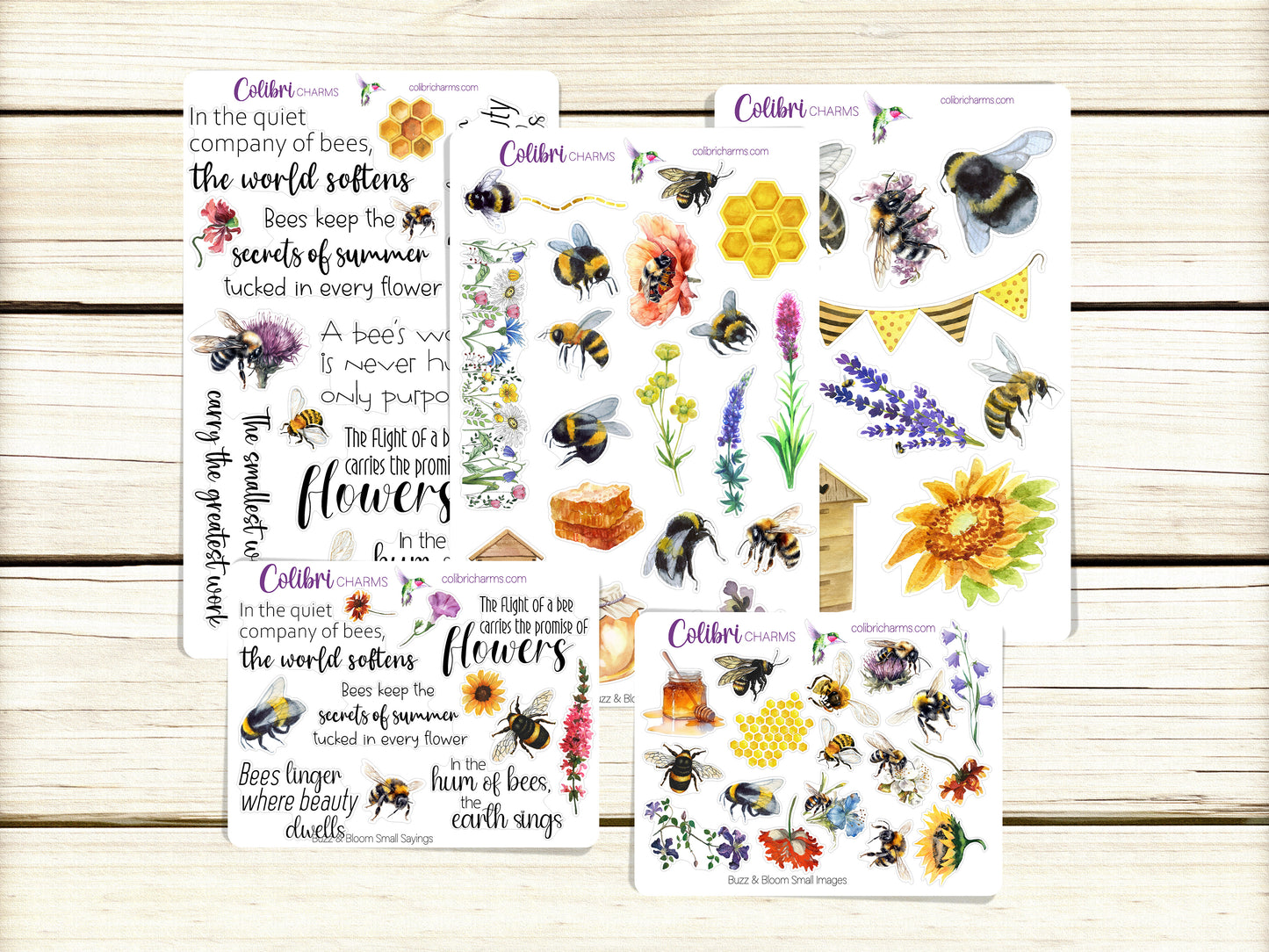 Buzz & Bloom Planner Stickers, Bees Deco Stickers, Pollinators Deco, Summer Planner Sticker Kit, Seasonal Planner Stickers
