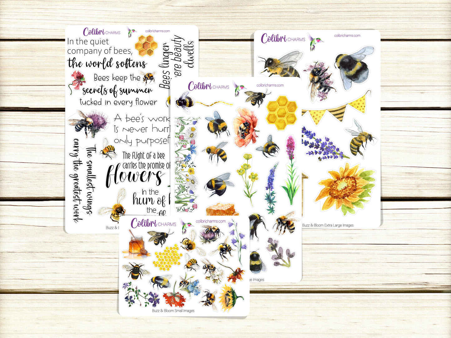 Buzz & Bloom Planner Stickers, Bees Deco Stickers, Pollinators Deco, Summer Planner Sticker Kit, Seasonal Planner Stickers