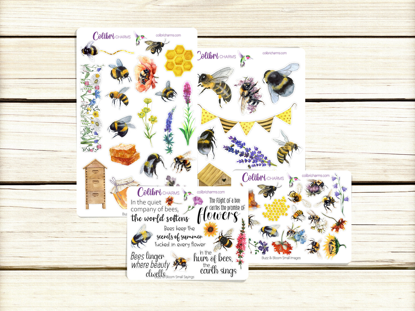 Buzz & Bloom Planner Stickers, Bees Deco Stickers, Pollinators Deco, Summer Planner Sticker Kit, Seasonal Planner Stickers