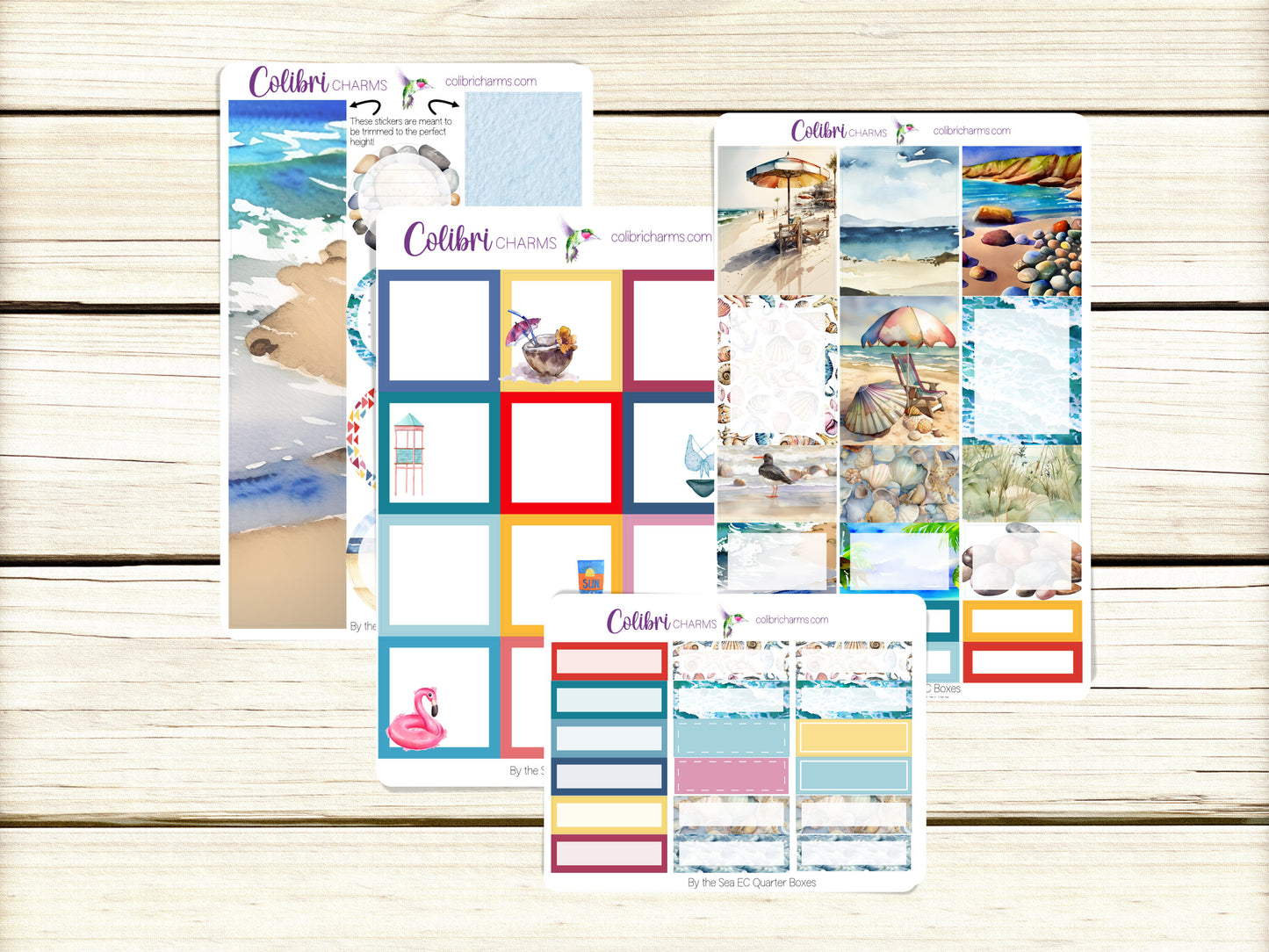 By the Sea Box Planner Stickers | Beach Vacation Happy Planner Stickers | Seasonal Planner