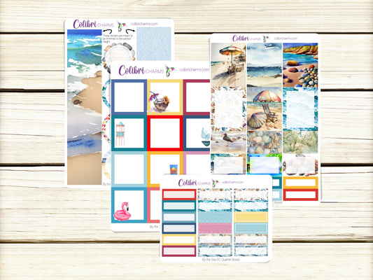 By the Sea Box Planner Stickers | Beach Vacation Happy Planner Stickers | Seasonal Planner