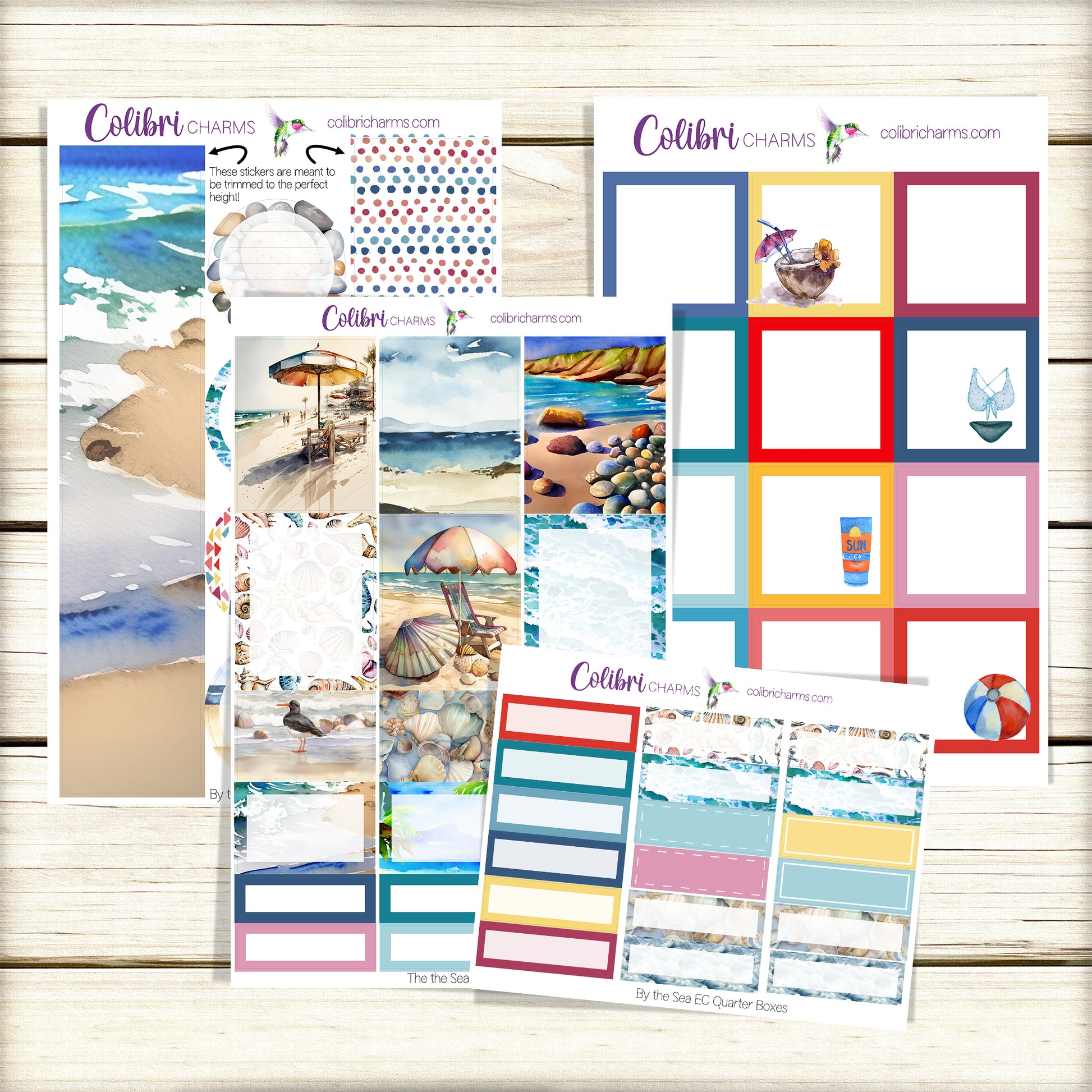 By the Sea Box Planner Stickers | Beach Vacation Happy Planner Stickers |  Seasonal Planner 