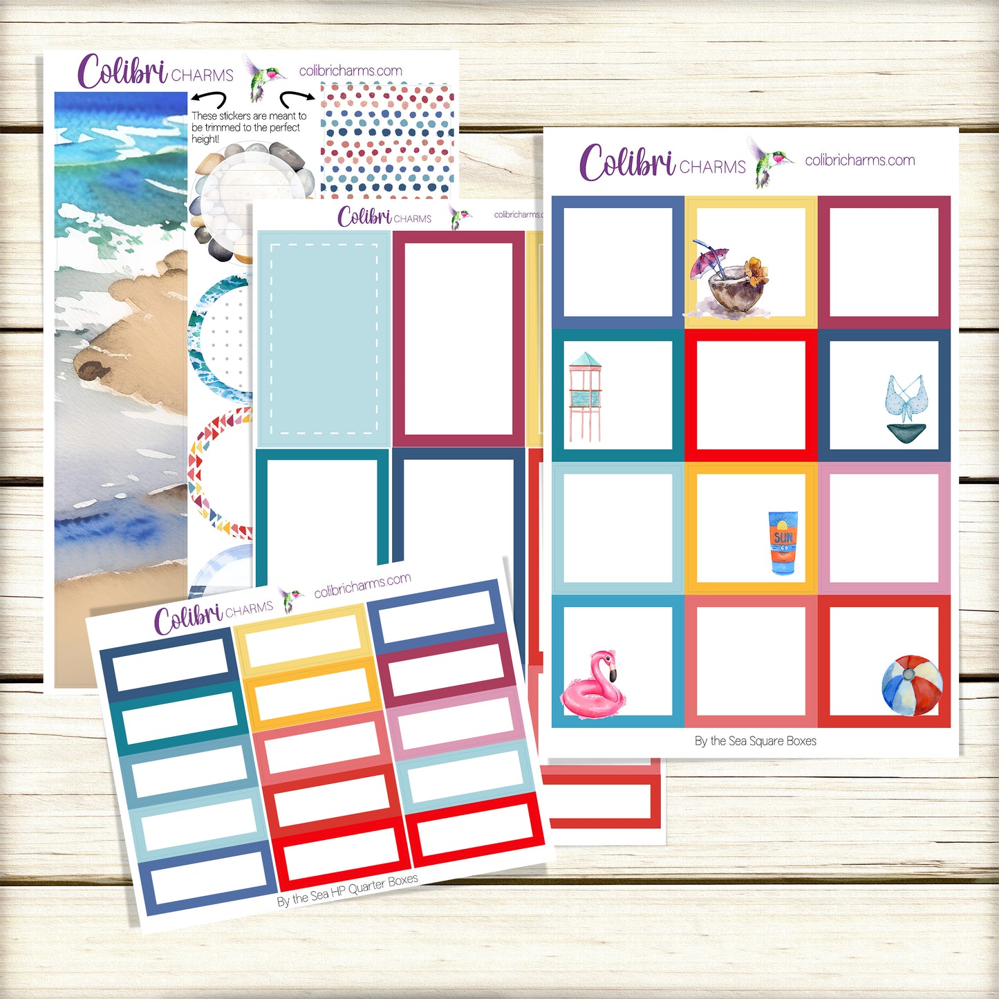 By the Sea Box Planner Stickers | Beach Vacation Happy Planner Stickers | Seasonal Planner |