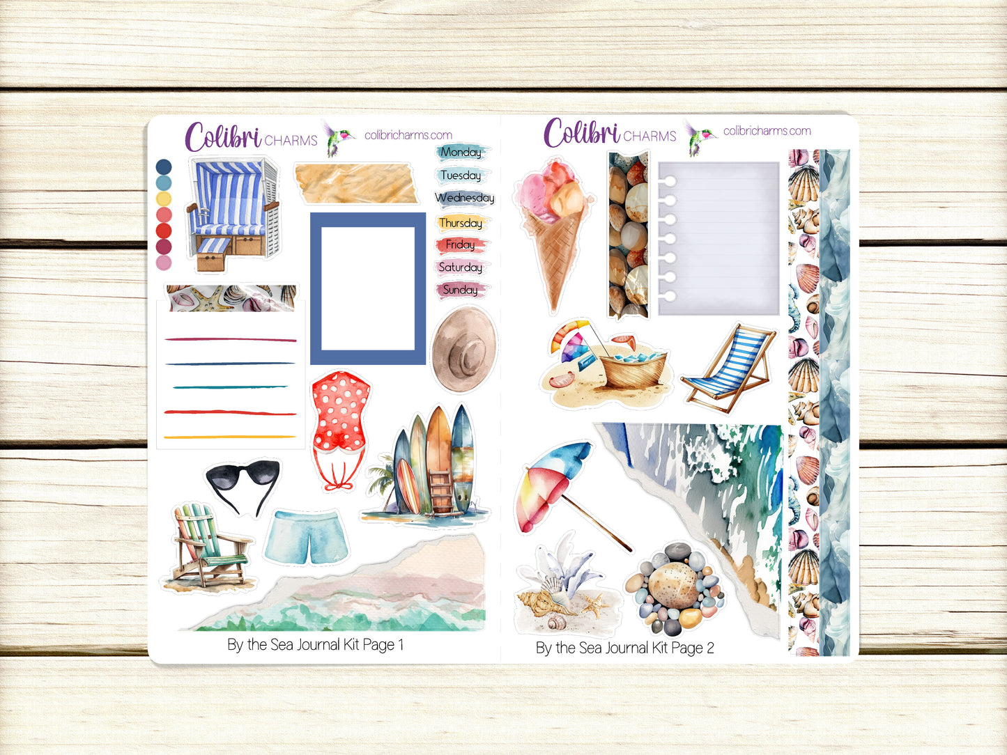 By the Sea Journal Kit | Seaside Planner Decor | Beach Lover Stickers | Vacation Planner Stickers | Bullet | Bujo