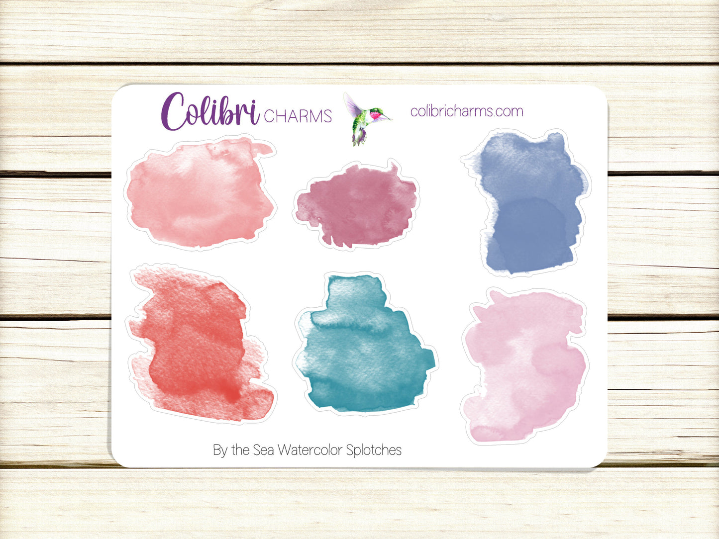 By the Sea Watercolor Splotches Planner Stickers | Seaside Paint Swatch Stickers | Holiday Planner