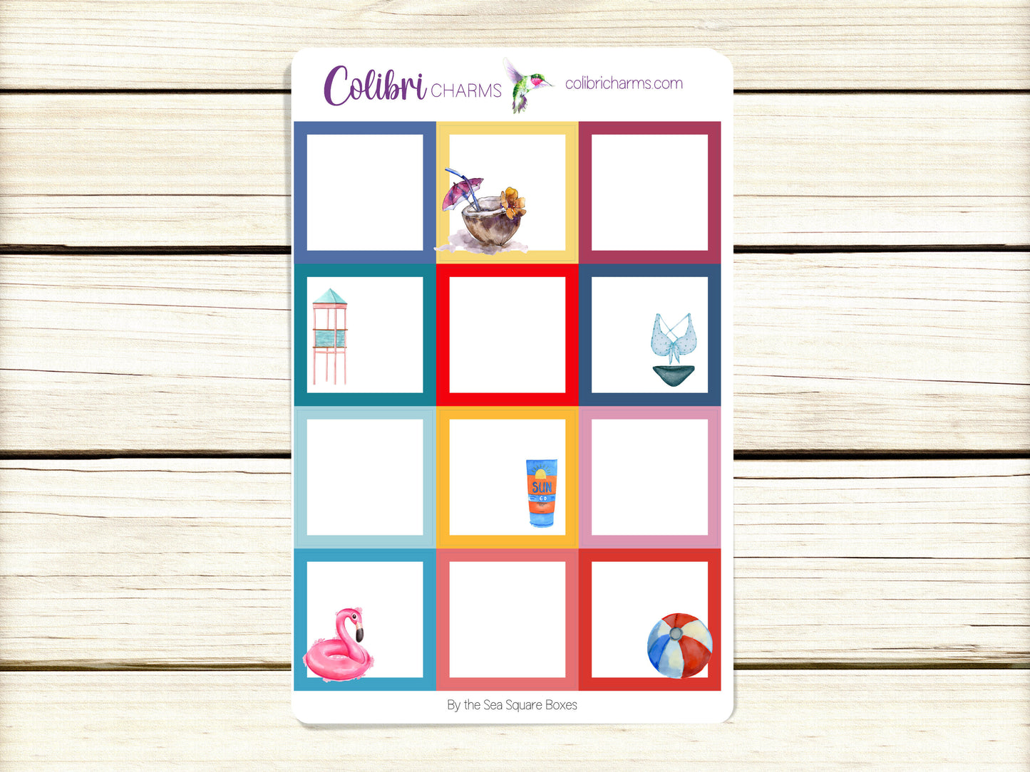 By the Sea Box Planner Stickers | Beach Vacation Happy Planner Stickers | Seasonal Planner