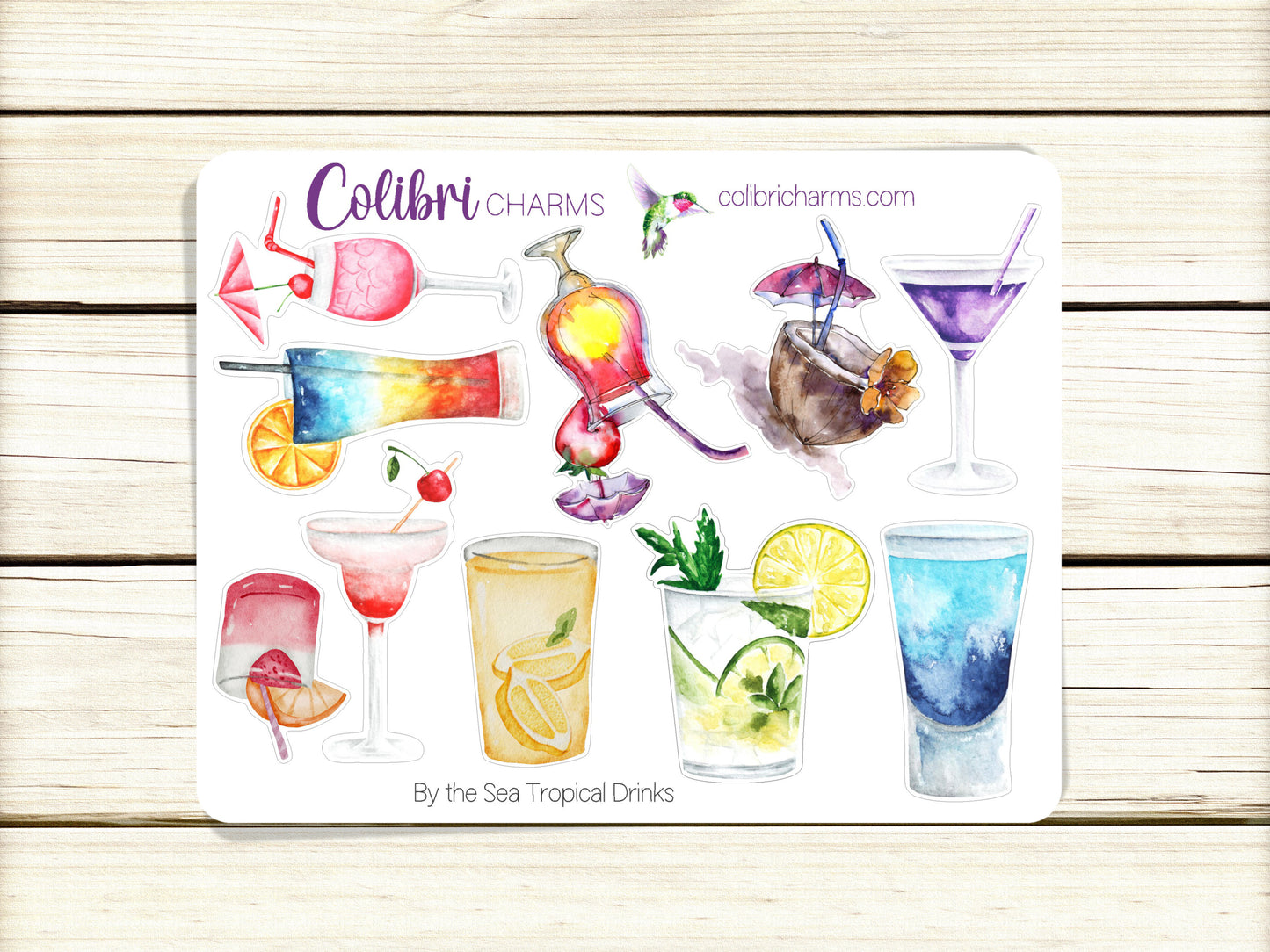 Tropical Drinks | Cocktail Stickers | By the Sea Planner Stickers | Vacation Stickers | Seasonal Planner Stickers