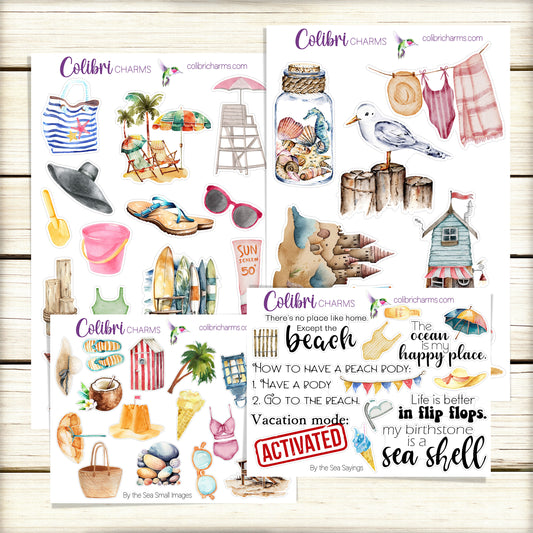 By the Sea Planner Stickers | Seaside Deco Stickers | Beach Deco | Vacation Planner Sticker Kit | Seasonal Planner Stickers