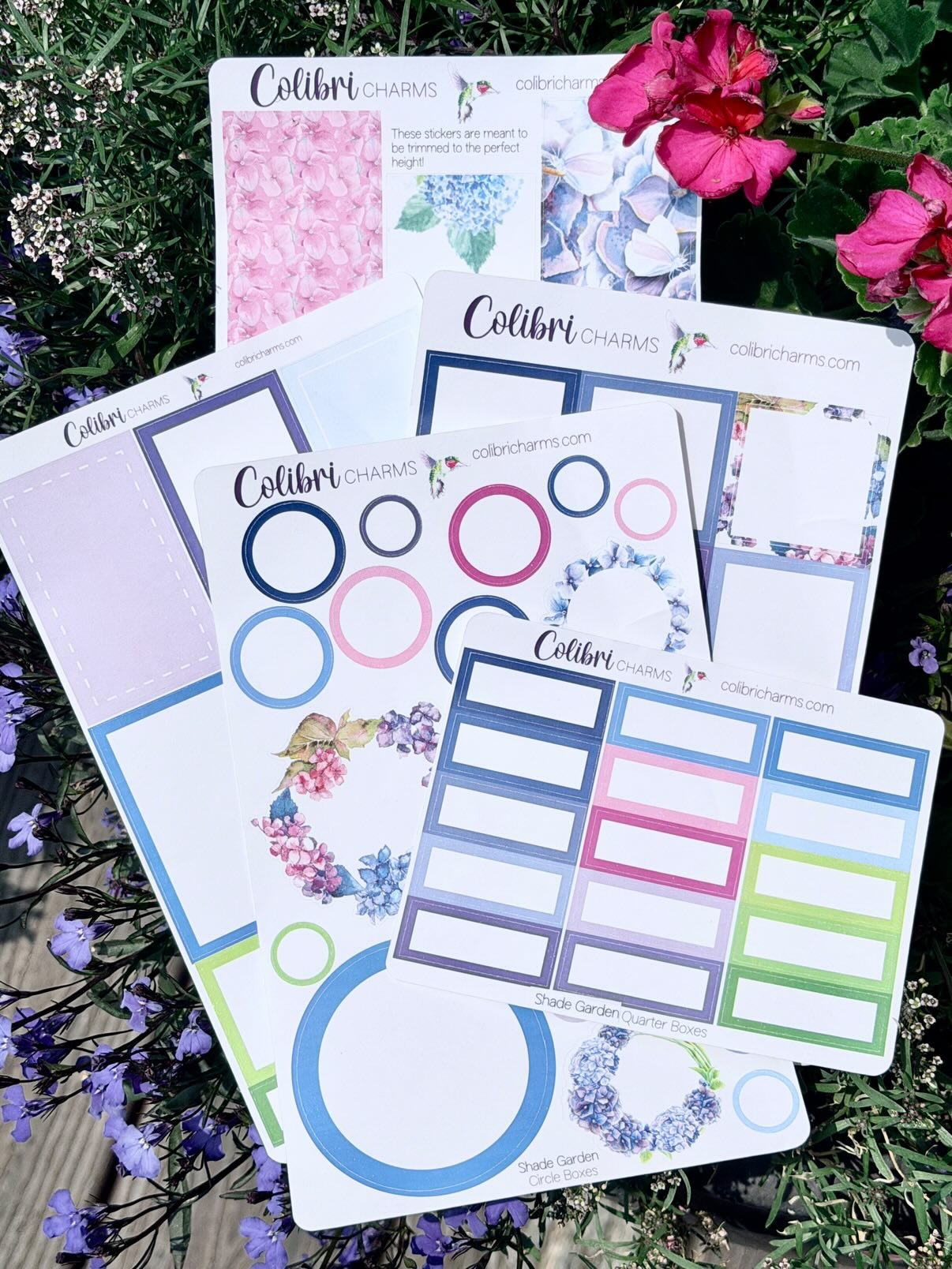 Shade Garden Box Planner Stickers, Happy Planner Stickers, Hydrangea, Functional Planning