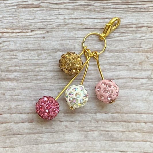 Pinks Sparkle Planner Charm | Rhinestone Bead Dangle | Pastel Beaded Planner Clip