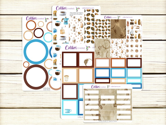 Coffee Break Box Planner Stickers, Happy Planner Stickers, Seasonal Planner, Functional Planning