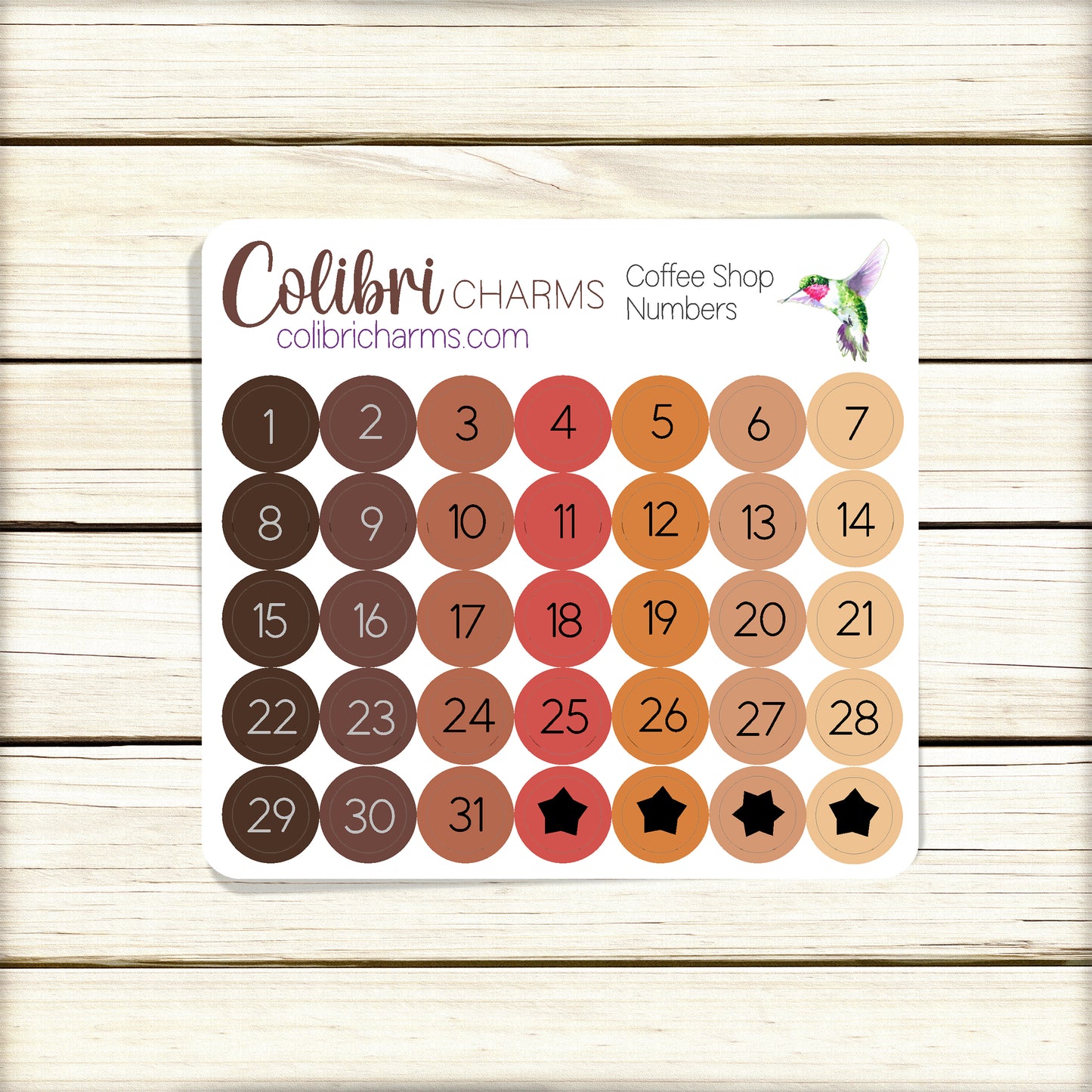 Coffee Shop Brushstroke Days of the Week Planner Stickers | Neutral Watercolor DOTW | Number Stickers | Date Dots