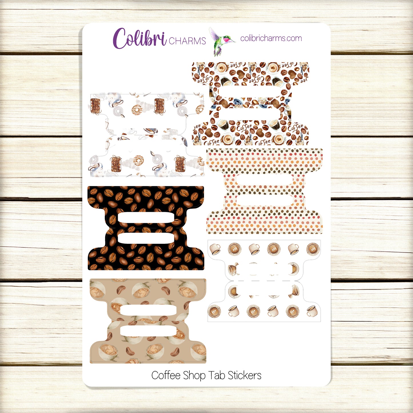 Coffee Shop Tab Stickers | Coffee Lover's Planner Decor | Functional Stickers | Planner Stickers | Bullet | Bujo