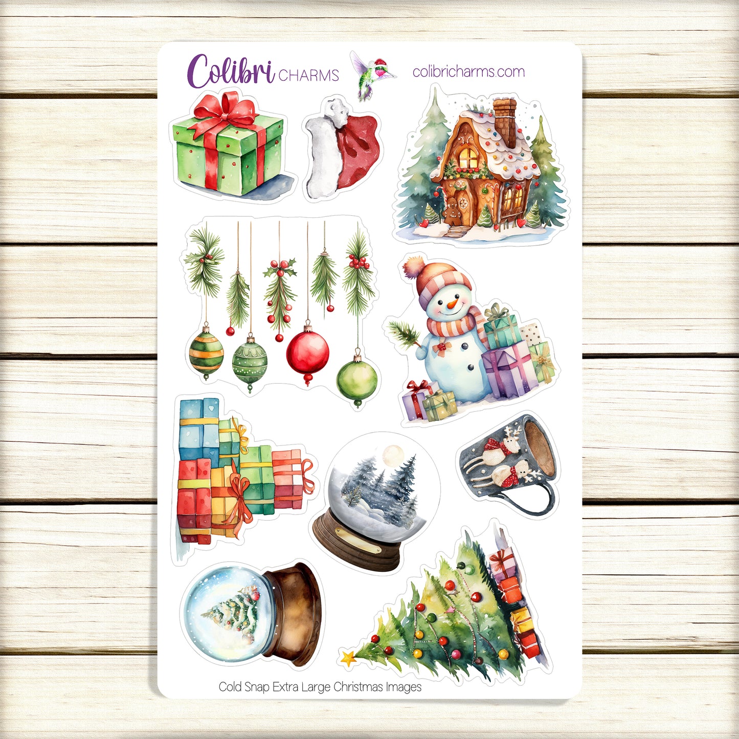 Christmas Planner Stickers, Cold Snap, Holiday Deco Stickers, Gingerbread House Deco, Snow Globe Planner Sticker Kit, Seasonal Planner  Stickers, ColibriCharms