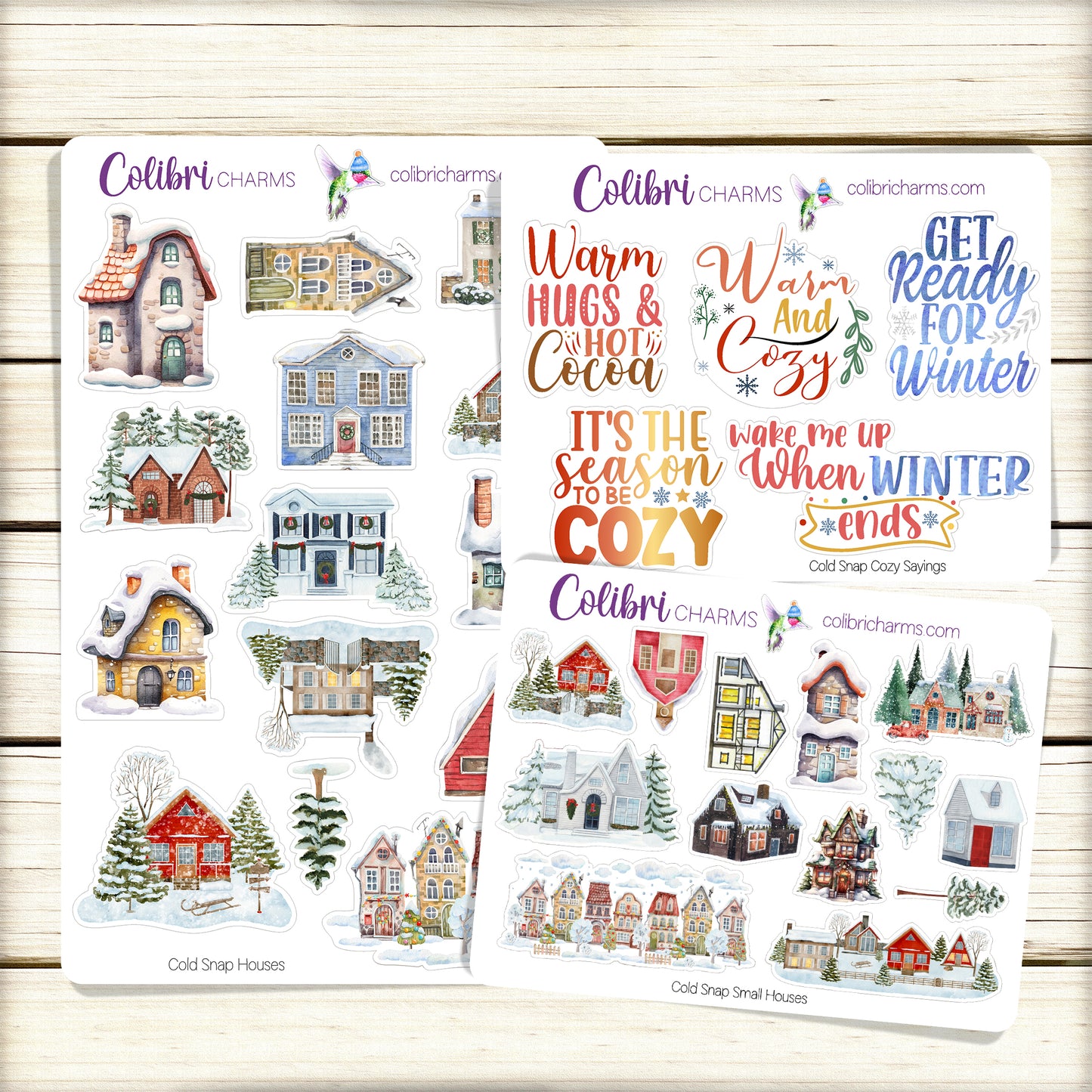 Cold Snap Cozy Houses Planner Stickers | Winter Deco Stickers | Hygge Deco | Seasonal Planner Stickers