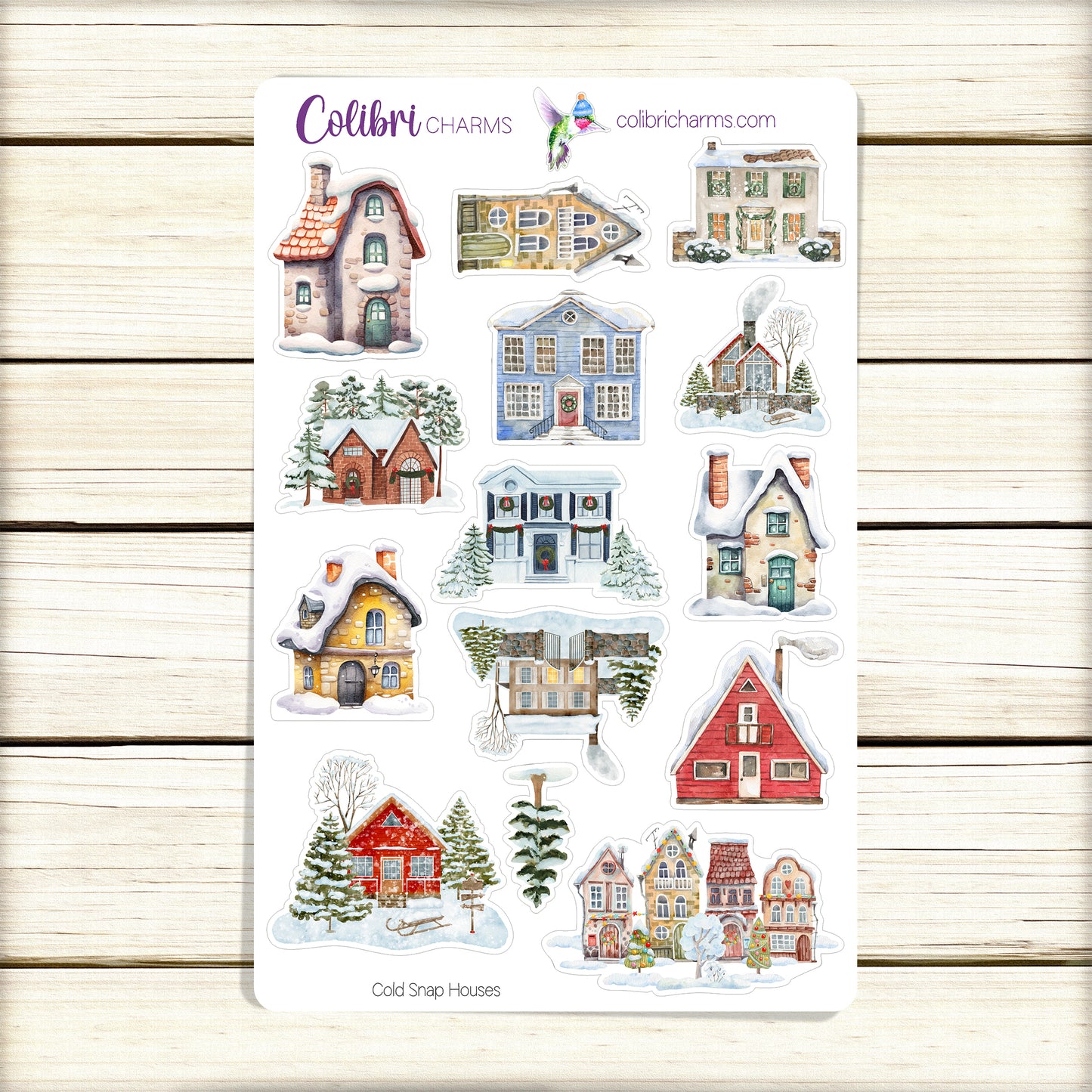 Cold Snap Cozy Houses Planner Stickers | Winter Deco Stickers | Hygge Deco | Seasonal Planner Stickers