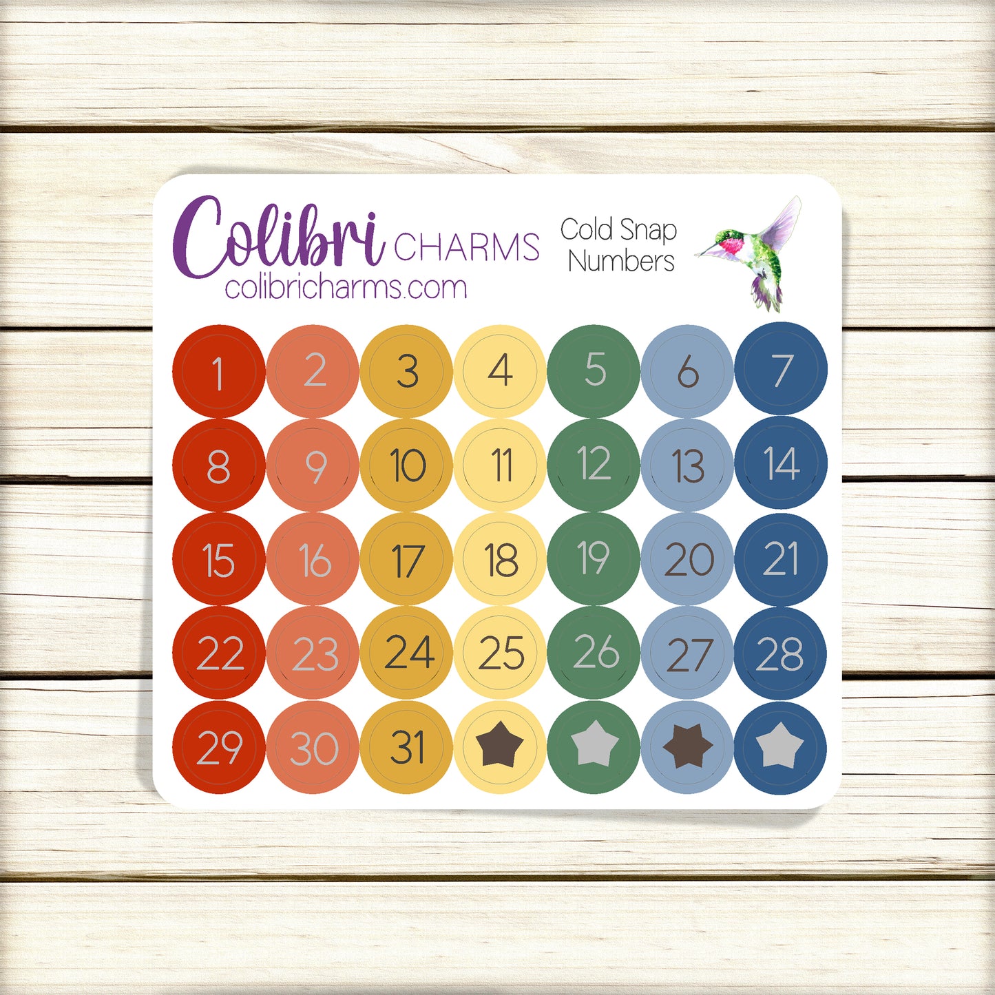 Cold Snap Brushstroke Days of the Week Planner Stickers | Colorful Watercolor DOTW | Number Stickers | Date Dots